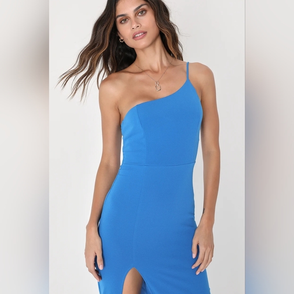 Keeper of My Heart Blue One-Shoulder Maxi Dress - Picture 4 of 5